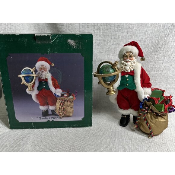 Vintage KSA Collectibles Fabriche Santa Figurine World Globe 2000 Santas Wishes - Picture 5 of 6